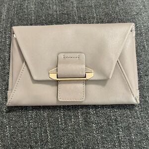 NWT Kooba Beige Leather Envelope Clutch with Gold Hardware